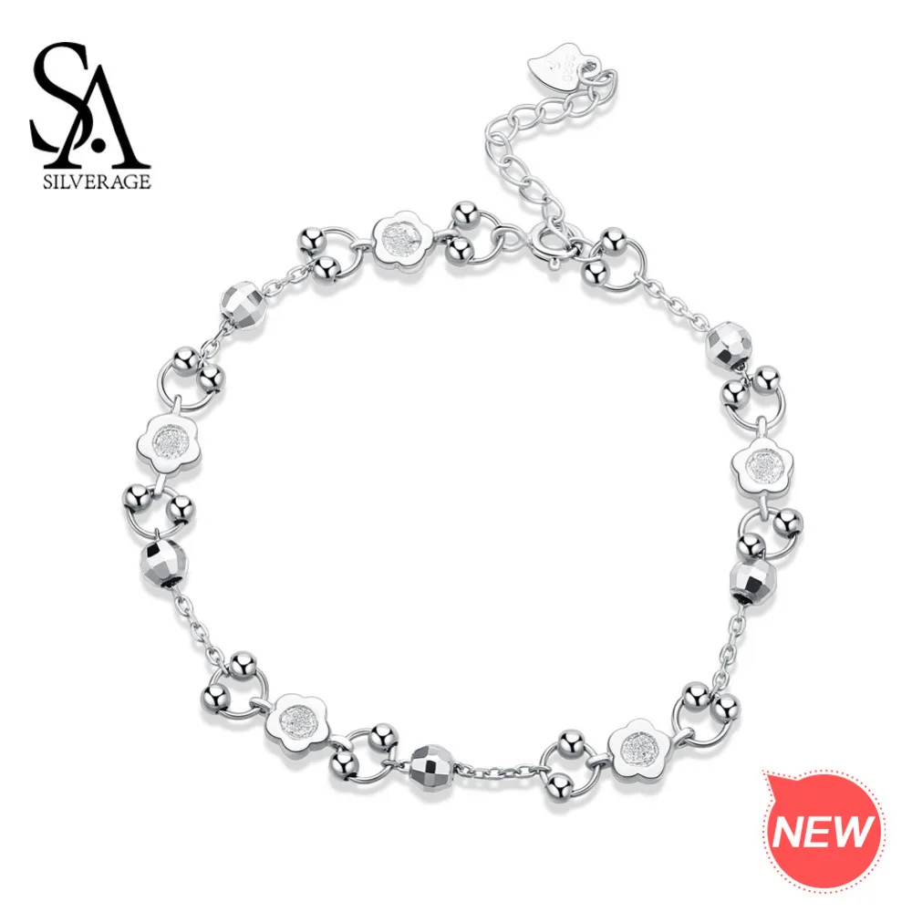 SA SILVERAGE 2018 Women Party Bracelets Real 925 Sterling Silver Fine Jewelry For Women Flower Bead Adjustable Link Pendants
SA SILVERAGE 2018 Women Party Bracelets Real 925 Sterling Silver Fine Jewelry For Women Flower Bead Adjustable Link Pendants