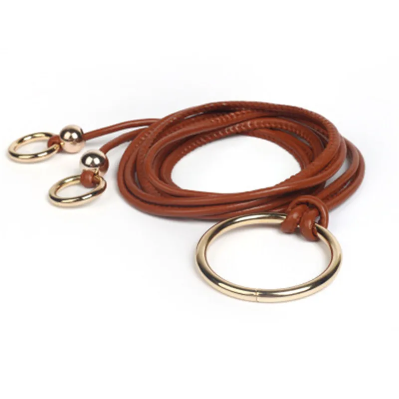 Simple Leather Waist Chain Women's Thin Belt Female Decorative Dress Ring Pendant Adjustable SY5039 | Аксессуары для одежды