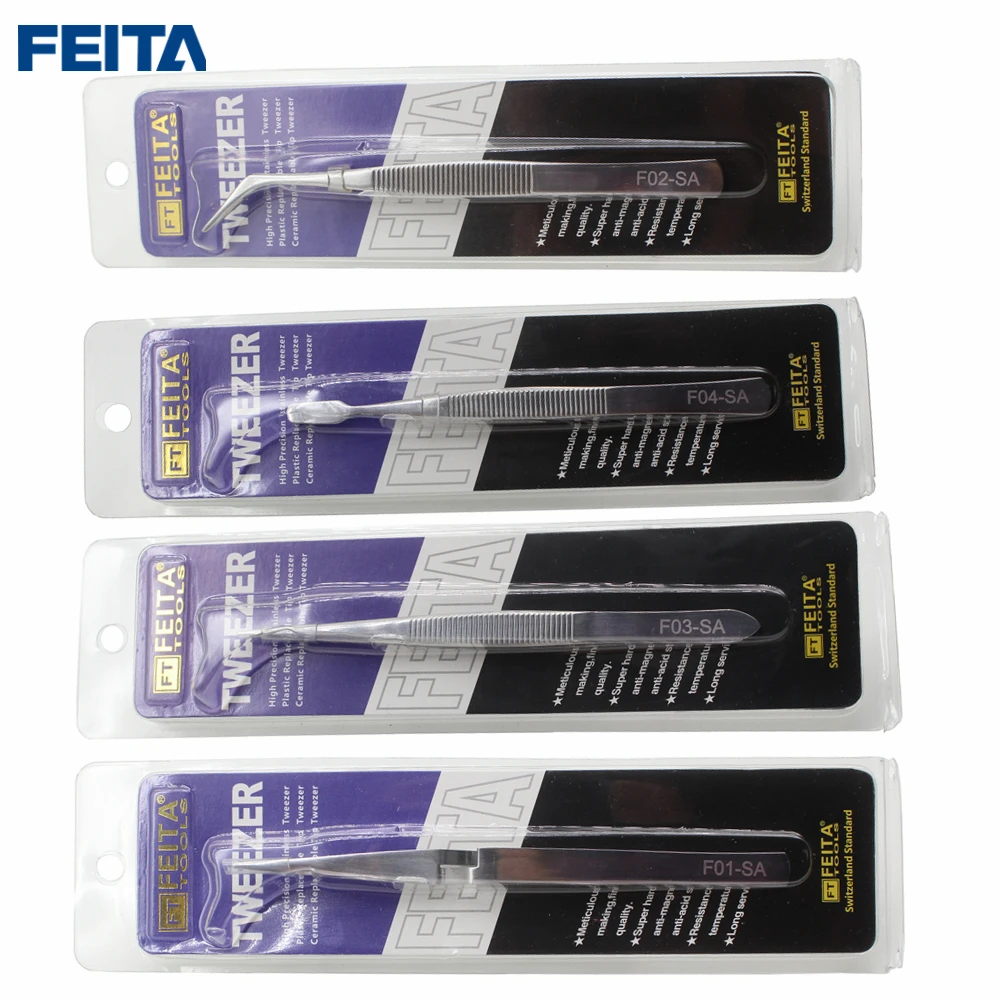 FEITA 4pcs/set Precision Stainless steel Tweezers Set Electronic fine tip for Craft Jewelry Beauty Nail Art Hobby Picking Tool
FEITA 4pcs/set Precision Stainless steel Tweezers Set Electronic fine tip for Craft Jewelry Beauty Nail Art Hobby Picking Tool