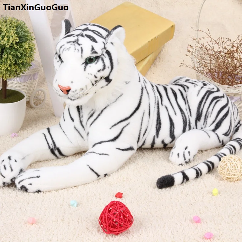 

large 75cm white tiger plush toy simulation prone tiger soft doll throw pillow birthday gift s0467