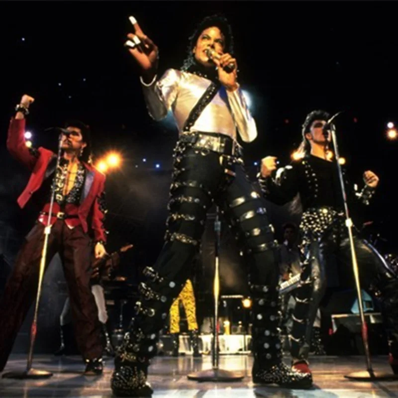 MJ Майкл Джексон плохой панк черный тонкий костюм на Хэллоуин шоу рок брюки/брюки