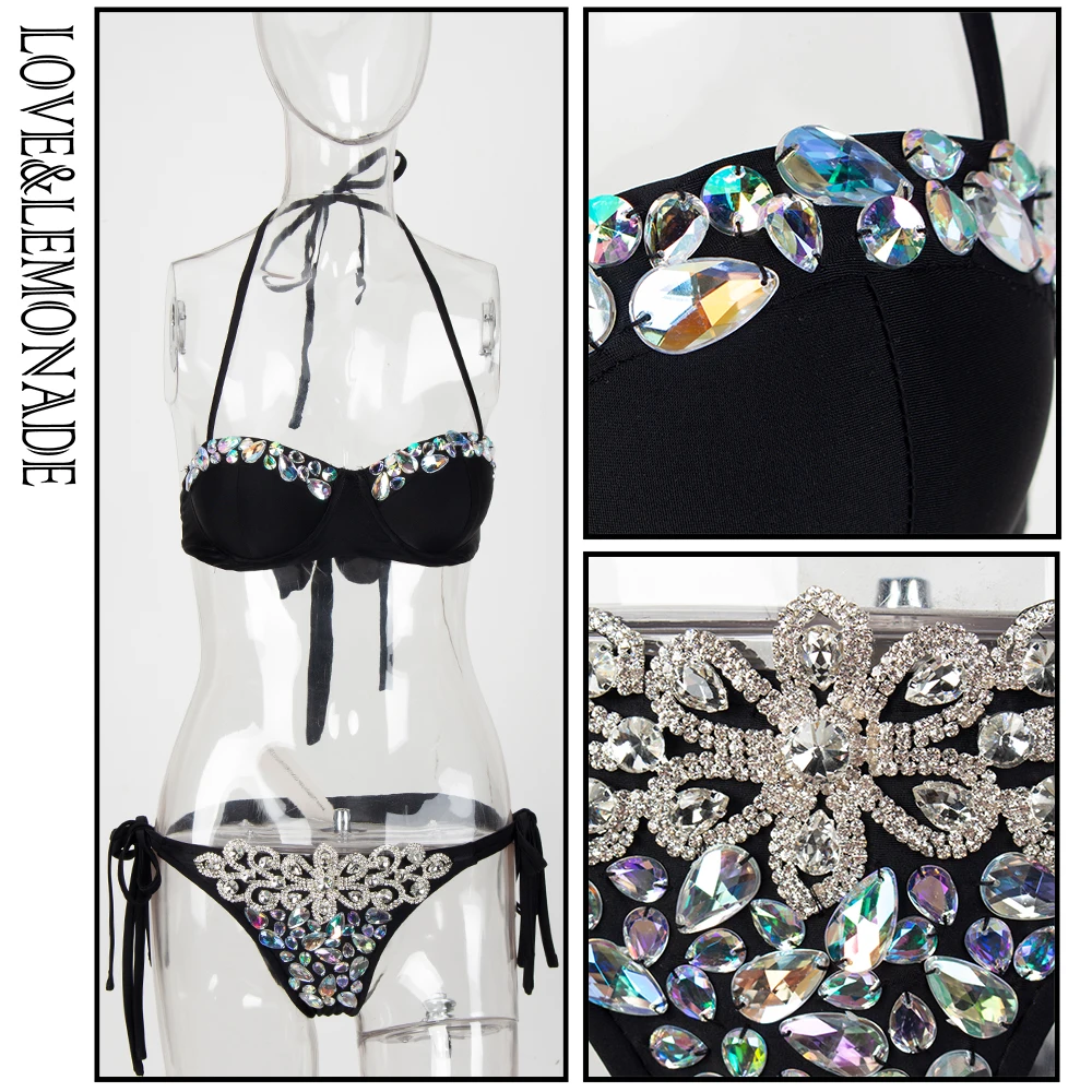 LOVE & LEMONADE Black Two-Pieces Colorful Beading Diamond Jewelry Beach BIKINI LM1285
LOVE & LEMONADE Black Two-Pieces Colorful Beading Diamond Jewelry Beach BIKINI LM1285