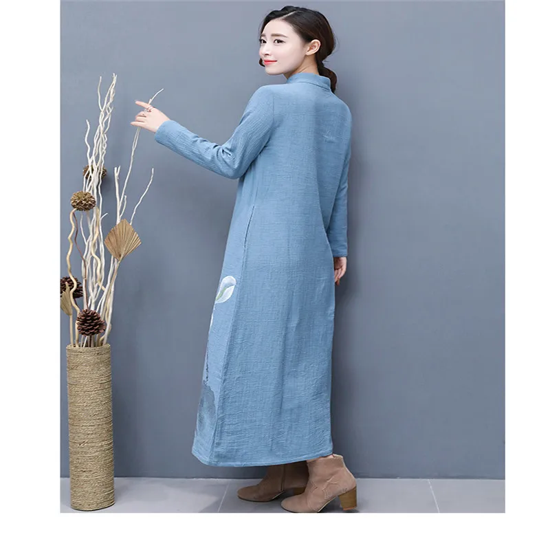 2019 autumn literary Chinese style women's retro Hanfu improved cheongsam cotton and linen long-sleeved dress w193
2019 autumn literary Chinese style women's retro Hanfu improved cheongsam cotton and linen long-sleeved dress w193