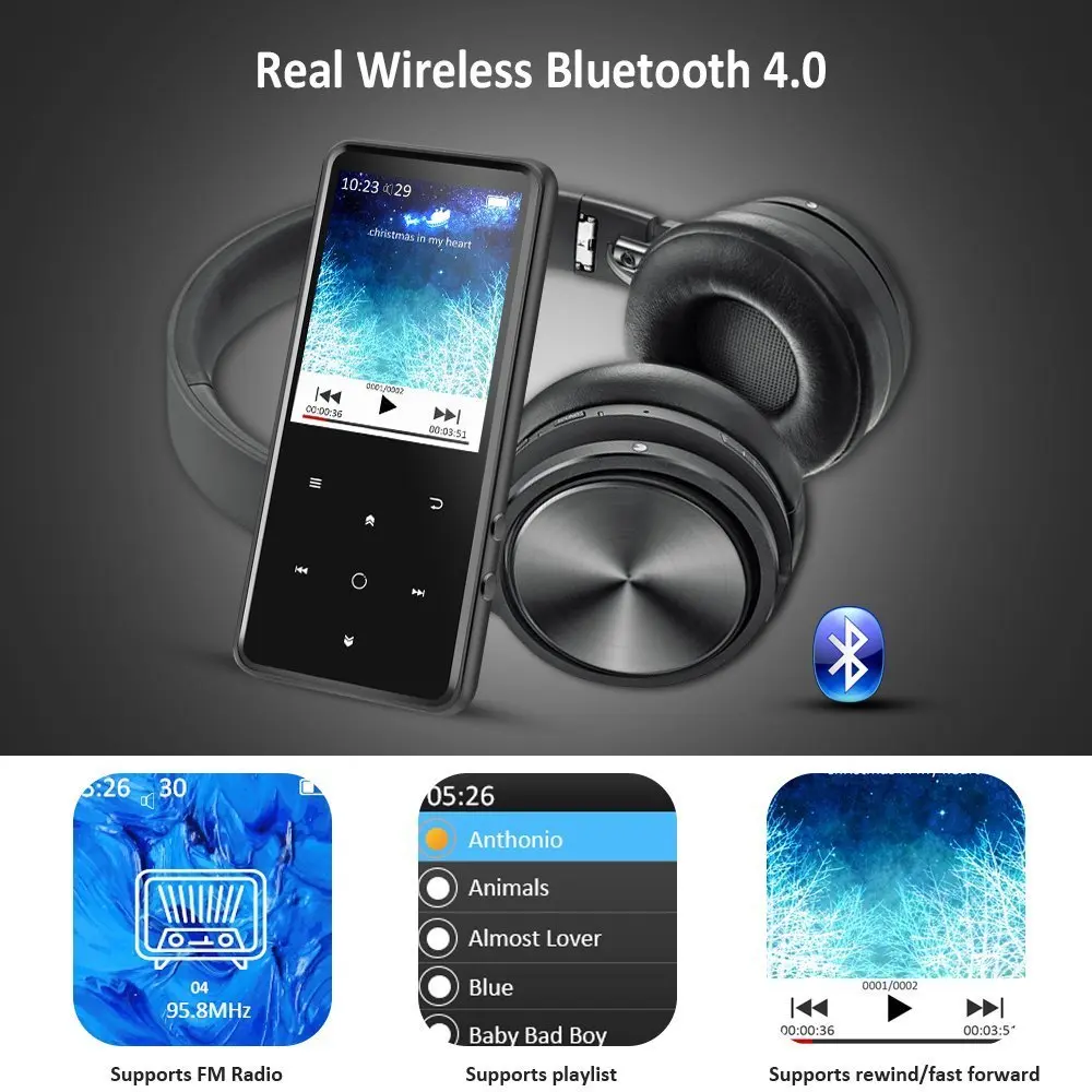 16 Гб Bluetooth 4 0 MP4 плеер 2 4-дюймовый цветной экран без потерь Музыкальный с