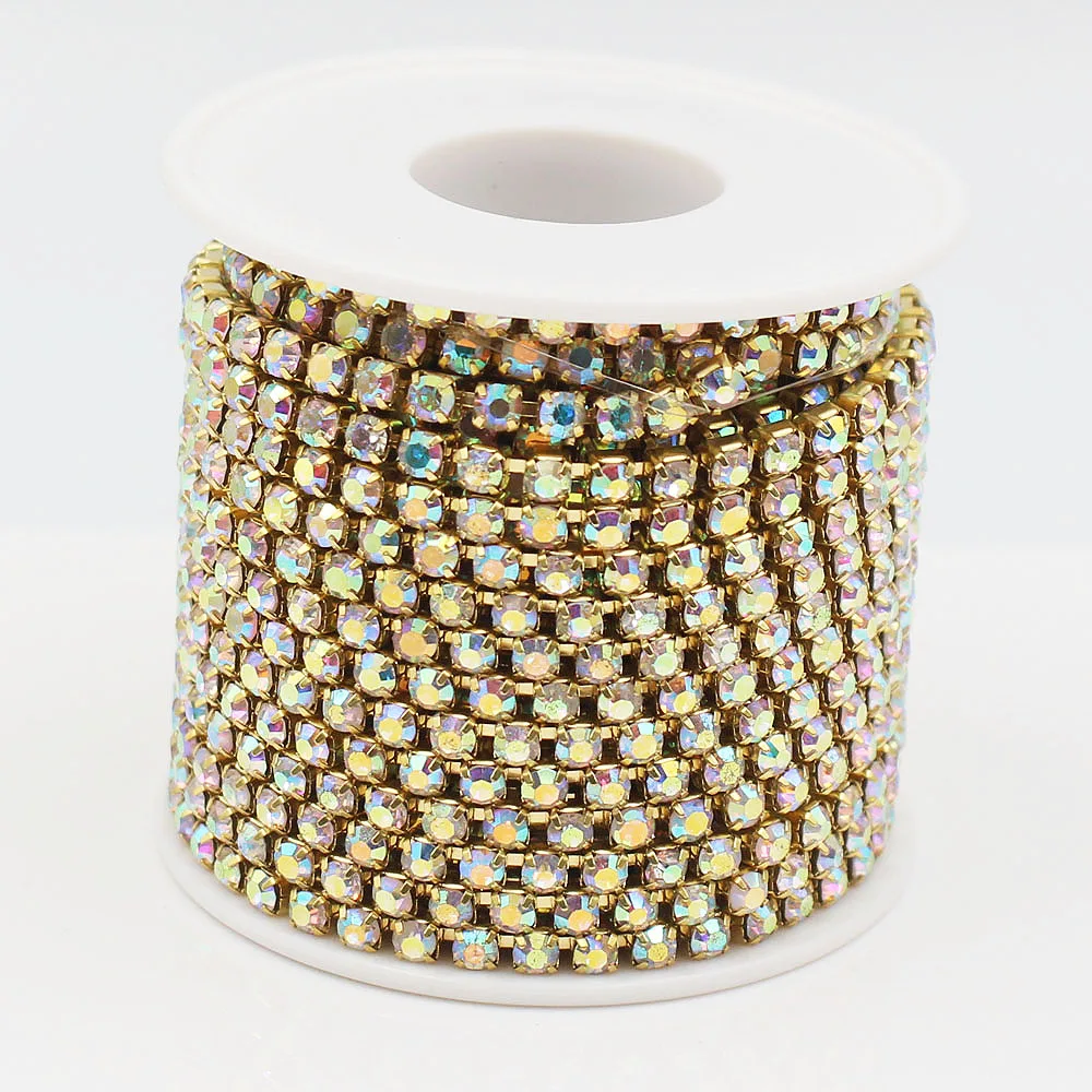10 Yards/lot 1 Row Glass Crystals Gold Metal Base Rhinestones Chain Clothes Rhinestones Crafts DIY Garment Sewing Rhinestones
10 Yards/lot 1 Row Glass Crystals Gold Metal Base Rhinestones Chain Clothes Rhinestones Crafts DIY Garment Sewing Rhinestones