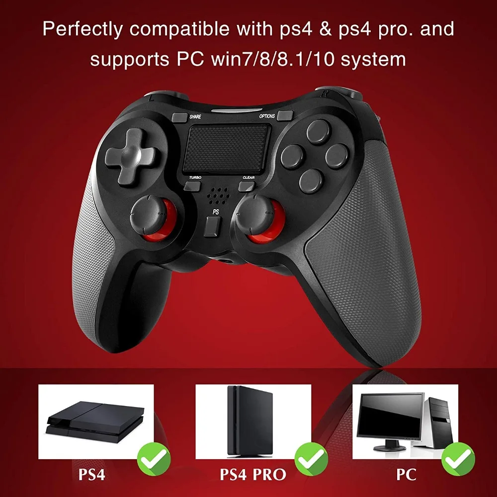 Беспроводной контроллер для Sony PS4, геймпад с двойной вибрацией и кнопками триггера для PlayStation 4 и Windows
Беспроводной контроллер для Sony PS4, геймпад с двойной вибрацией и кнопками триггера для PlayStation 4 и Windows