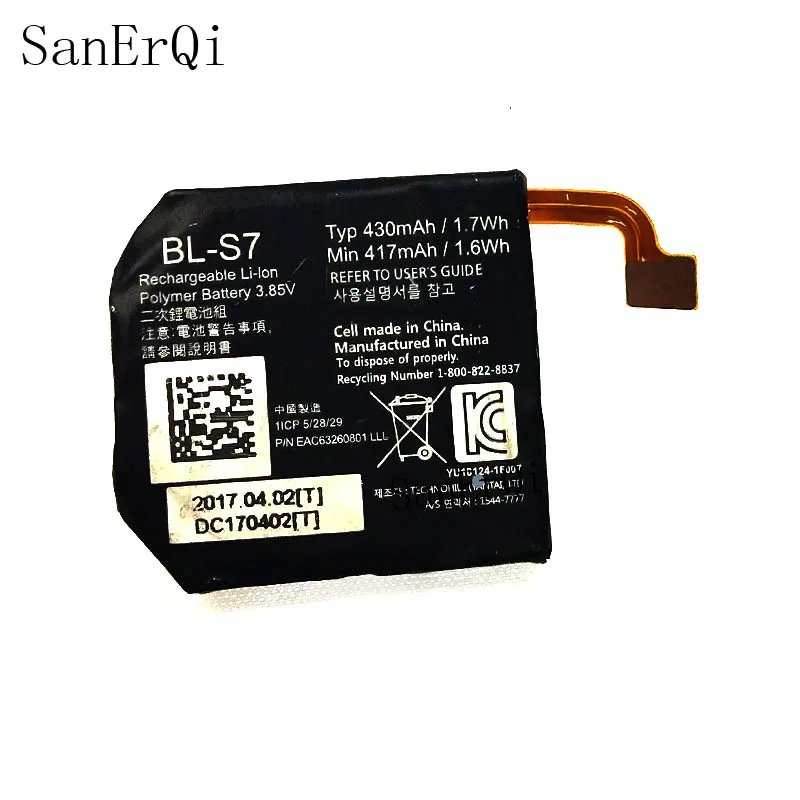 3.85V 430mAh 1.7Wh BL-S7 Battery for LG Watch Sport W280 W280A (AT&T) SmartWatch Li-polymer Bateries Bateria
3.85V 430mAh 1.7Wh BL-S7 Battery for LG Watch Sport W280 W280A (AT&T) SmartWatch Li-polymer Bateries Bateria