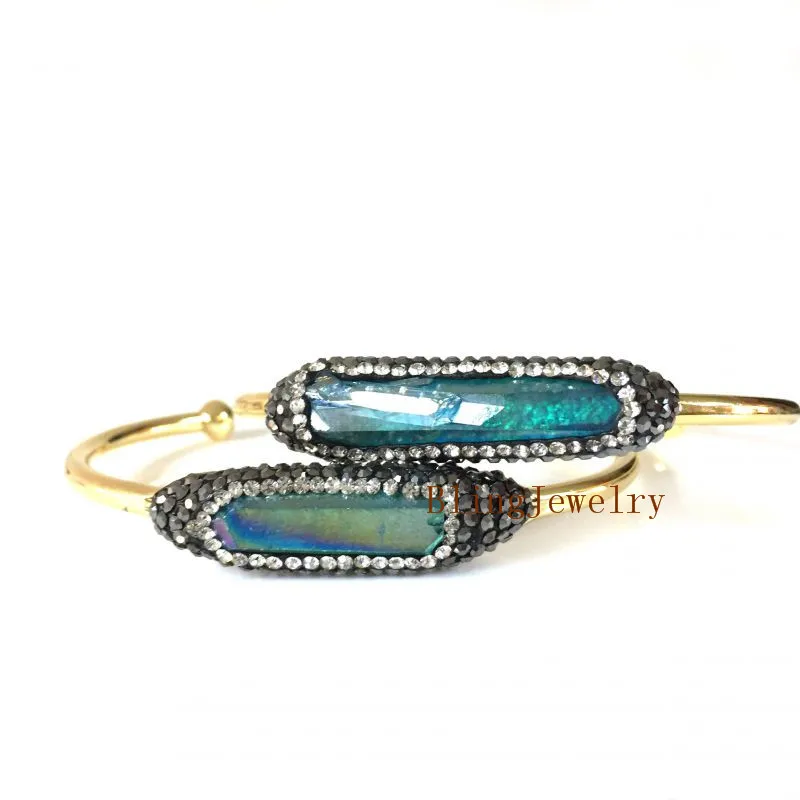 Titanium Crystal QUARTZ Point Bangle Pave Crystal Bar Cuff Bracelets Pink Green Blue Crystal Bracelets BM5128
Titanium Crystal QUARTZ Point Bangle Pave Crystal Bar Cuff Bracelets Pink Green Blue Crystal Bracelets BM5128