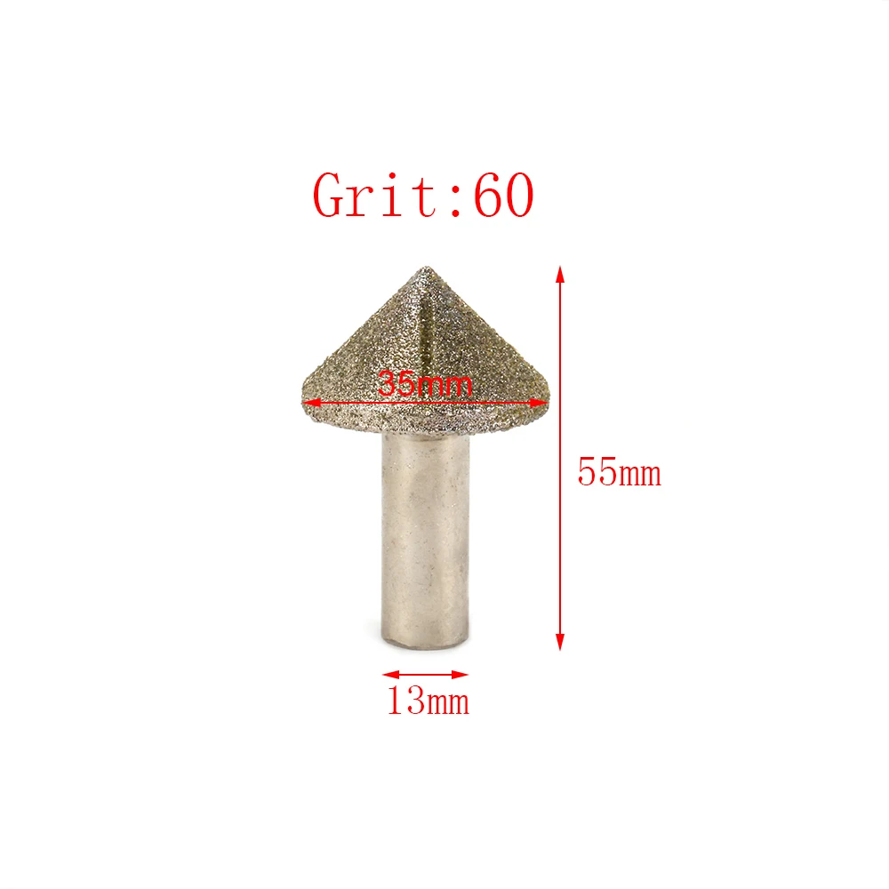 New 35mm 60# Cone Type Brazed Diamond Profile Wheel For Marble Granite Rock Glass Rotary Tool Shank Diameter 13mm
New 35mm 60# Cone Type Brazed Diamond Profile Wheel For Marble Granite Rock Glass Rotary Tool Shank Diameter 13mm