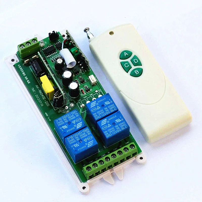 AC 85v~250V 4CH RF Wireless Remote Control Relay Switch Security System Garage Doors or Electric Doors 1 x Receiver&1x Transmit
AC 85v~250V 4CH RF Wireless Remote Control Relay Switch Security System Garage Doors or Electric Doors 1 x Receiver&1x Transmit