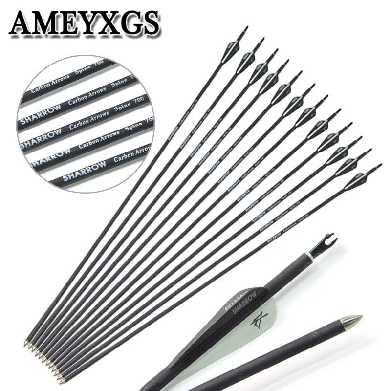 12Pcs Spine 700 Archery Carbon Arrow 31" Carbon Arrows For Compound Recurve Bow Outdoor Hunting Shooting Accessories
12Pcs Spine 700 Archery Carbon Arrow 31" Carbon Arrows For Compound Recurve Bow Outdoor Hunting Shooting Accessories