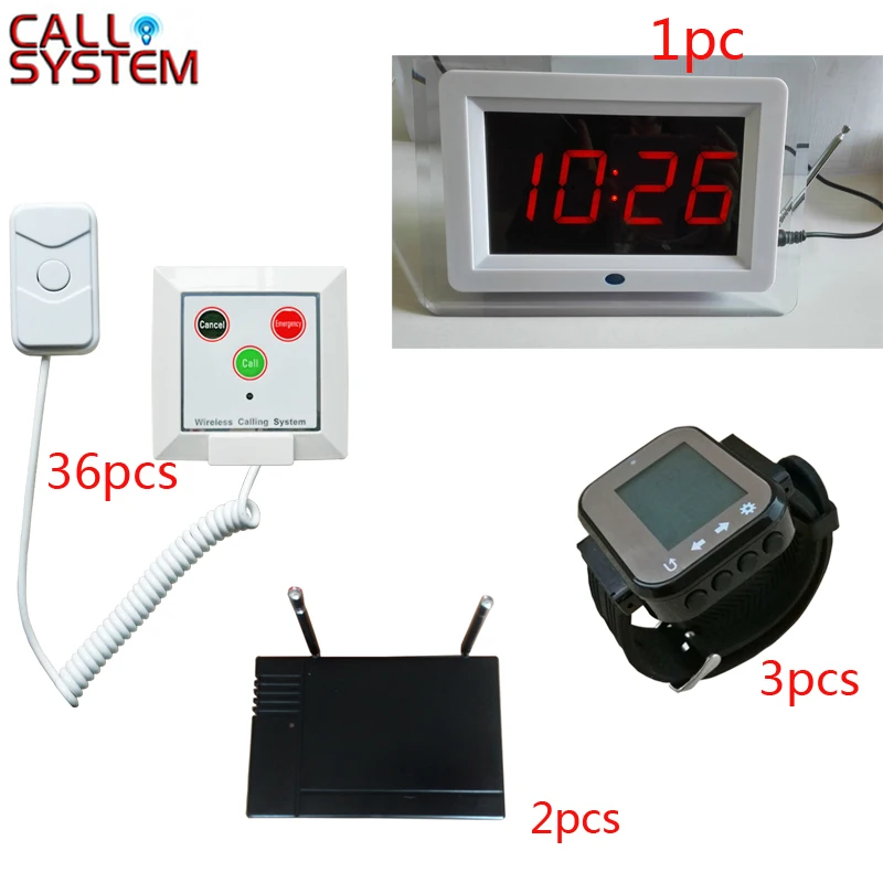 Hospital nurse call bell system with 1 host receiver 3 wrist pager 36 bed push calling button 2 signal repeater
Hospital nurse call bell system with 1 host receiver 3 wrist pager 36 bed push calling button 2 signal repeater