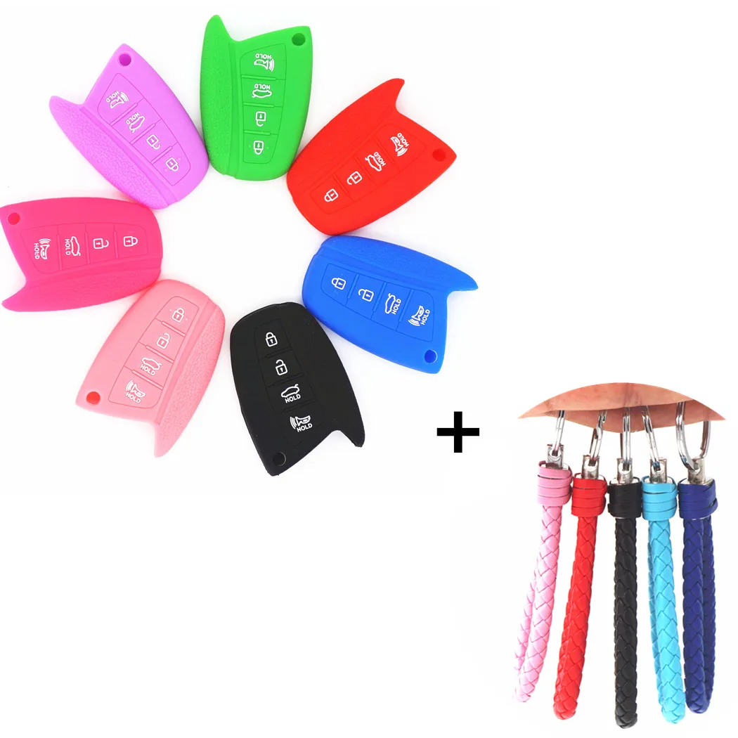 WFMJ Silicone 4 Buttons Keyless Smart Remote Key Chain Cover Bag Keychain Keyring for Hyundai Genesis Santa Fe Equus Azera
WFMJ Silicone 4 Buttons Keyless Smart Remote Key Chain Cover Bag Keychain Keyring for Hyundai Genesis Santa Fe Equus Azera