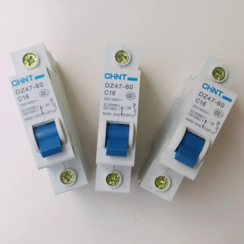 CHINT DZ47 60 C16 AC230/400 V 1 P 16A Номинальный ток полюсный миниатюрный автоматический