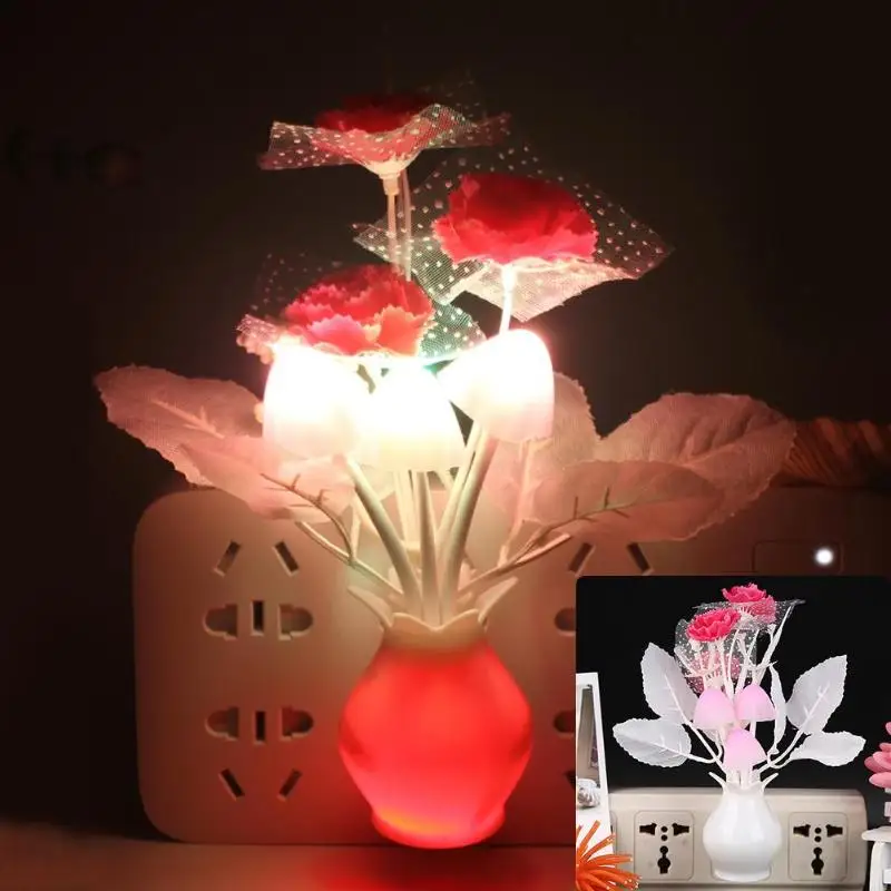 Kids Colorful Flower Night Lights LED Luminous Lamp Plug Sensor Glow in the Dark Toys for Baby Bedroom Children Sleeping | Игрушки и