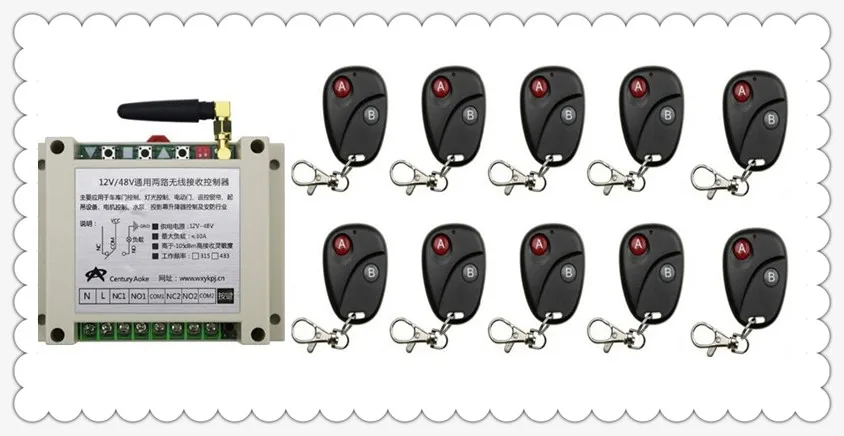 Новинка 2017 года DC12V 24V 36V 48V 10A 2CH 2channe RF беспроводной переключатель системы дистанционного управления, 10 X передатчик + приемник-1 шт.), 315/433 мгц
Новинка 2017 года DC12V 24V 36V 48V 10A 2CH 2channe RF беспроводной переключатель системы дистанционного управления, 10 X передатчик + приемник-1 шт.), 315/433 мгц