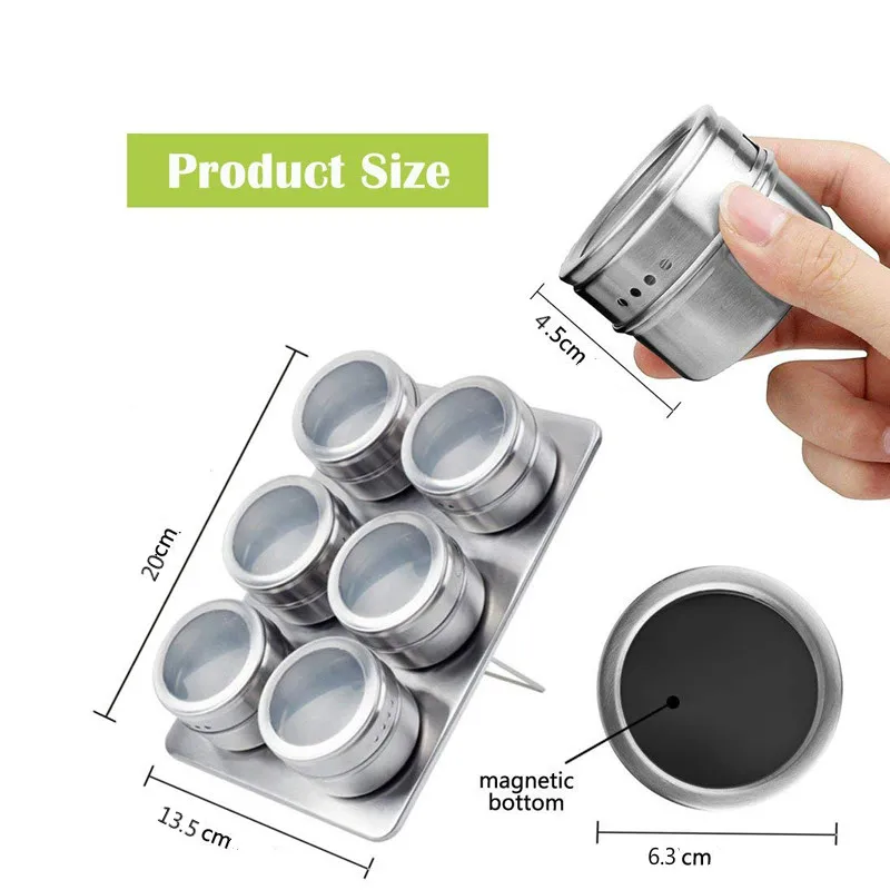 Magnetic 304 Stainless Steel Spice Jar Set Salt Sugar Pepper Seasoning Box Condiment Container Home Kitchen Accessories Tools
Magnetic 304 Stainless Steel Spice Jar Set Salt Sugar Pepper Seasoning Box Condiment Container Home Kitchen Accessories Tools