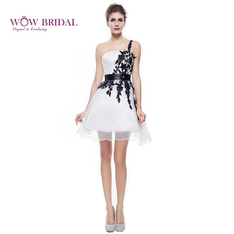 

Wowbridal 2021 Casual White and Black High Quality Organza Lace Short Prom Dresses Sexy Evening Dresses Real Pink