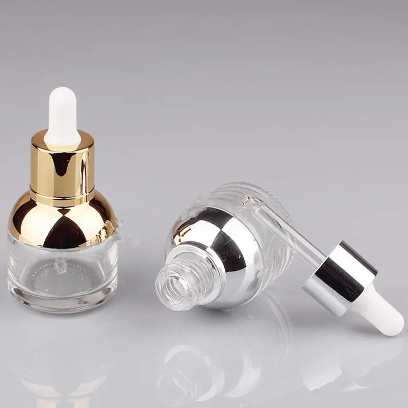 50pcs 20ML 30ml Essential Oil Bottle clear Color With Gold and Silver Circle Glass Plastic Head Dropper F20171749 | Красота и