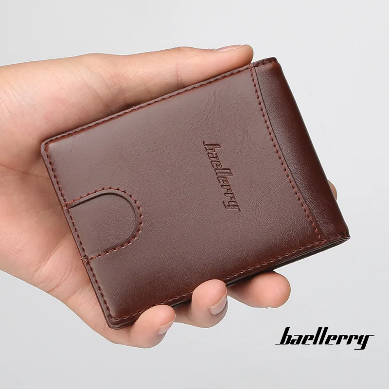 Новый модный тонкий кошелек Baellerry для кредитных карт с короткой пряжкой черного и