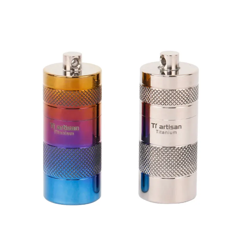 Tiartisan outdoor pure titanium perfume sealed warehouse pendant medicine waterproof box portable with key ring and necklace
Tiartisan outdoor pure titanium perfume sealed warehouse pendant medicine waterproof box portable with key ring and necklace