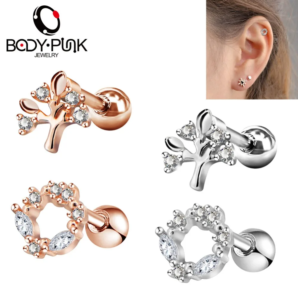 Body Punk New Cartilage Earrings Studs CZ Life Tree Tragus Helix Earring Piercing 16G 1.2mm Stainless Steel Body Jewelry Women
Body Punk New Cartilage Earrings Studs CZ Life Tree Tragus Helix Earring Piercing 16G 1.2mm Stainless Steel Body Jewelry Women