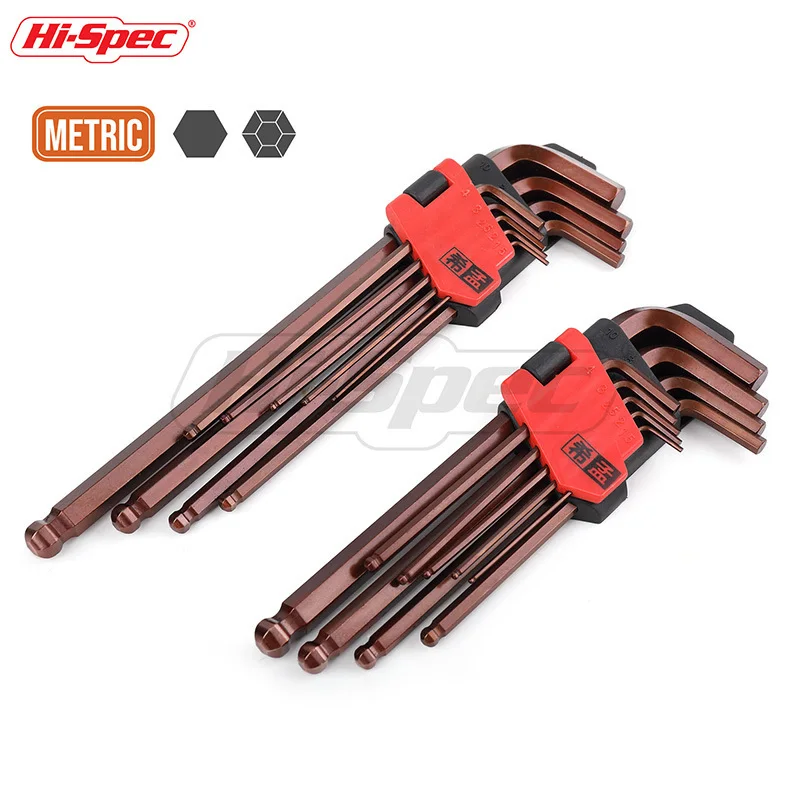 Hi Spec Prefessional 9pc метрический S2 длинный Средний шаровой конец шестигранный ключ с