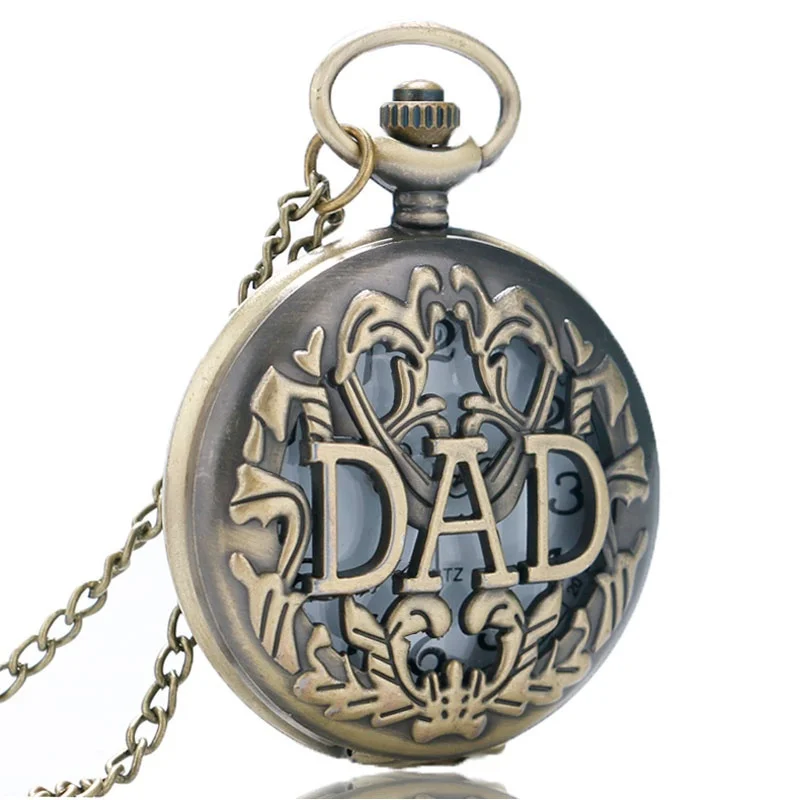 Antique DAD Pocket Watch Hollow Pendant Bronze Necklace Mens Happy Father's Day Gift Sets Relogio De Bolso
Antique DAD Pocket Watch Hollow Pendant Bronze Necklace Mens Happy Father's Day Gift Sets Relogio De Bolso
