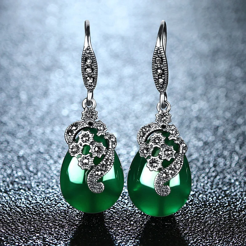 MetJakt Natural Green Agate/Garnet/Corundum Vintage Earrings Solid 925 Sterling Silver Drop Earrings for Women's EthnicJewelry
MetJakt Natural Green Agate/Garnet/Corundum Vintage Earrings Solid 925 Sterling Silver Drop Earrings for Women's EthnicJewelry