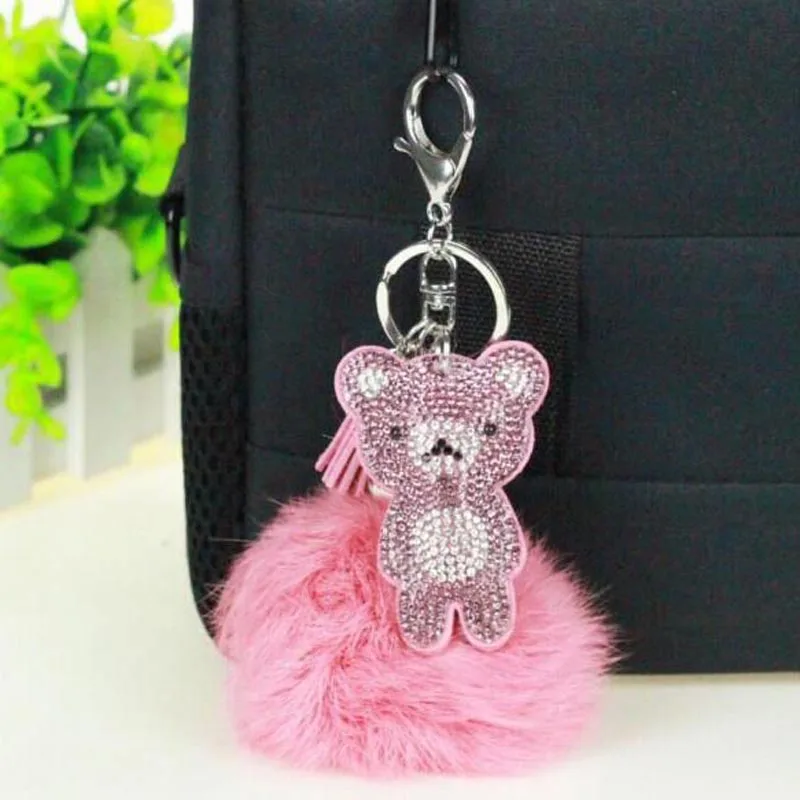 Rabbit Fur With Bear Keychain Full Rhinestone Crystal Keyring Car Key Chain Women Key Holder Bague Mix Color Jewelry KH1024
Rabbit Fur With Bear Keychain Full Rhinestone Crystal Keyring Car Key Chain Women Key Holder Bague Mix Color Jewelry KH1024