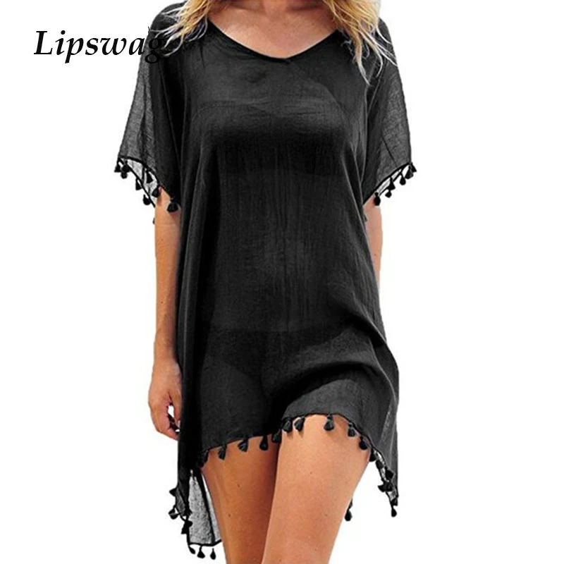 Sexy Tassel Chiffon Cover-Up Swimwear women Summer See-through Beach Dress Loose Solid Cover Up Bikini Beachwear bathing suit
Sexy Tassel Chiffon Cover-Up Swimwear women Summer See-through Beach Dress Loose Solid Cover Up Bikini Beachwear bathing suit