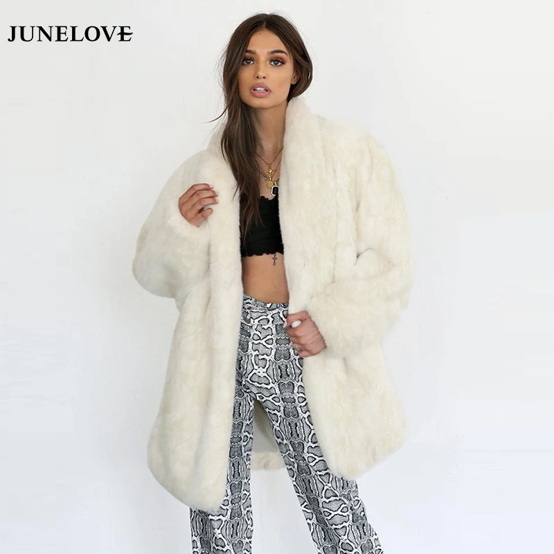 Женское винтажное пальто JuneLove из искусственного меха новая модная Повседневная