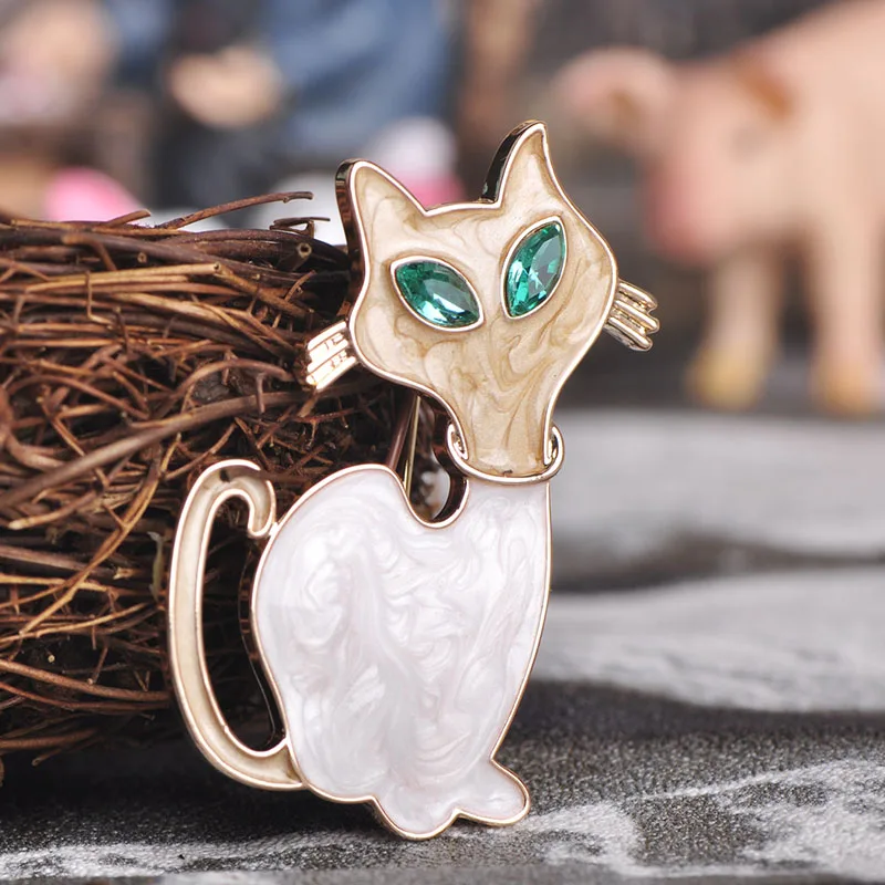 FUNMOR Cute Enamel Cat Style Brooches For Women Kids Gift Backpack Hat Adornment Collar Clips Abalone Shell Animal Badge Brooch | Украшения