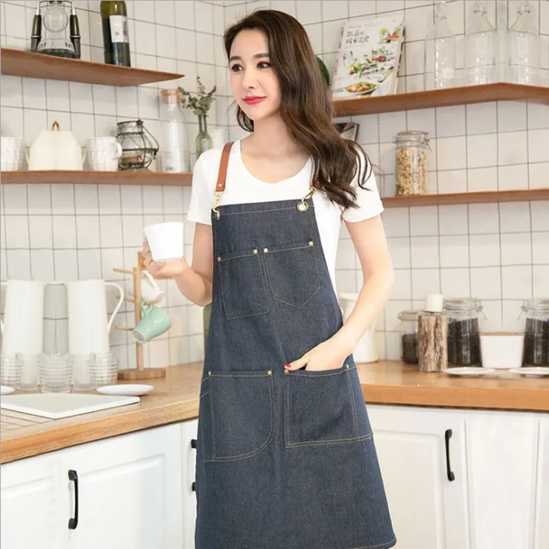 1 Piece Denim Apron Overalls Coffee Shop Restaurant KitchenForal Handmade Anti-Fouling Fashion KoreanBelt Strap Black Apron
1 Piece Denim Apron Overalls Coffee Shop Restaurant KitchenForal Handmade Anti-Fouling Fashion KoreanBelt Strap Black Apron