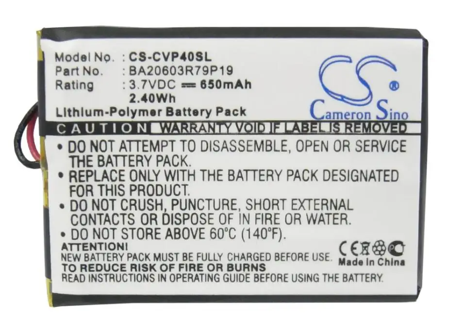 Cameron Sino 650mah battery for CREATIVE DAP-FL0040 V V Plus Zen V BA20603R79919 batteries
Cameron Sino 650mah battery for CREATIVE DAP-FL0040 V V Plus Zen V BA20603R79919 batteries