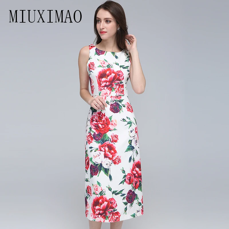 Europe Style 2018 Spring Newest Fashion O-Neck Sleeveless Tank A-Line Floral Printed Casual Elegant Mid-Calf Dress Women
Europe Style 2018 Spring Newest Fashion O-Neck Sleeveless Tank A-Line Floral Printed Casual Elegant Mid-Calf Dress Women