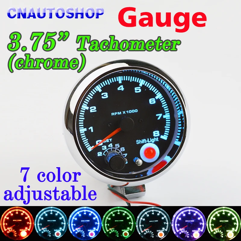 Dragon Gauge 3.75 Inch 95mm Car Gauge Tachometer Meter 12V 7 LED Colors Adjustable 0-8000 RPM Chrome Shell
Dragon Gauge 3.75 Inch 95mm Car Gauge Tachometer Meter 12V 7 LED Colors Adjustable 0-8000 RPM Chrome Shell