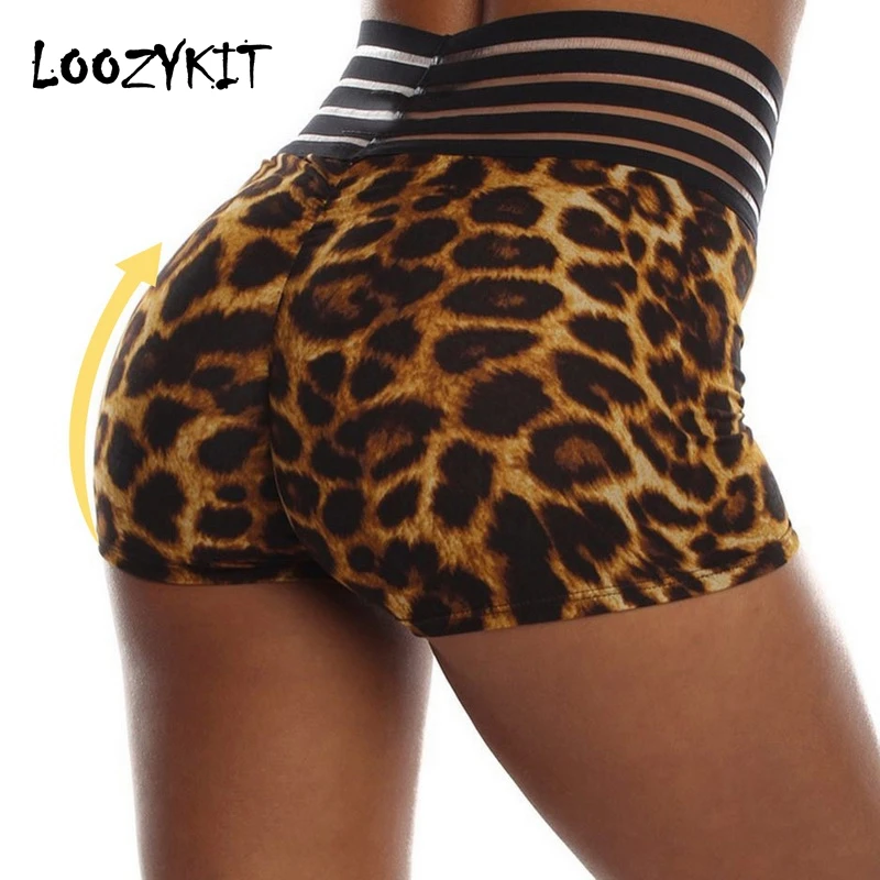 Loozykit летние женские шорты для йоги с леопардовым принтом бесшовные спортивные