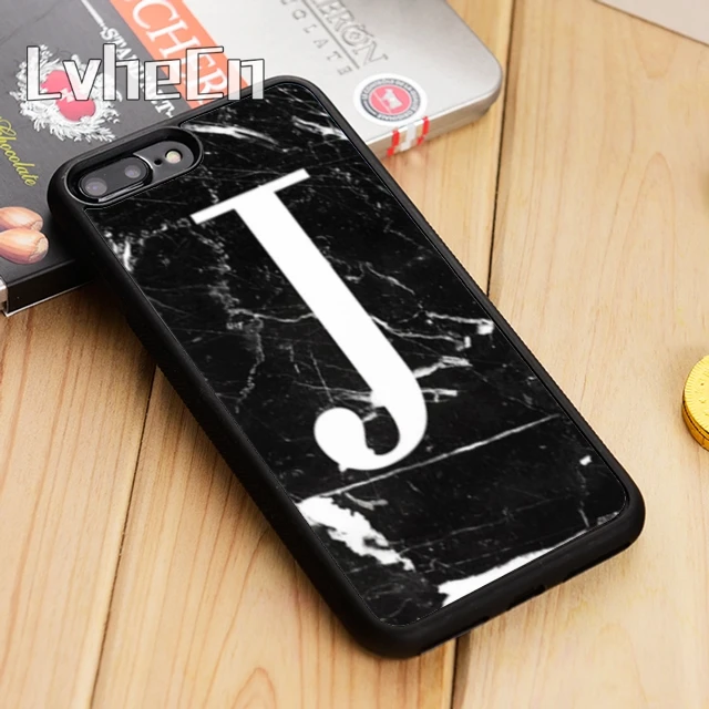 LvheCn персонализированный черный мраморный монограммный чехол для телефона iPhone 11