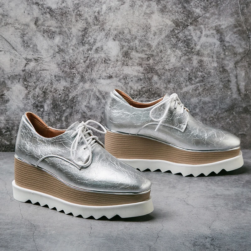 Plus size 33-42 women's genuine leather platform flats oxfords brand designer lace-up silver leisure espadrilles spring new shoe
Plus size 33-42 women's genuine leather platform flats oxfords brand designer lace-up silver leisure espadrilles spring new shoe