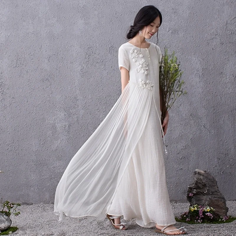 Robe Vintage Femme 2019 Summer Dresses O Neck Cotton Linen Maxi Dress Chinese Style Female White Ethnic Retro Dress 2019 AA4793
Robe Vintage Femme 2019 Summer Dresses O Neck Cotton Linen Maxi Dress Chinese Style Female White Ethnic Retro Dress 2019 AA4793