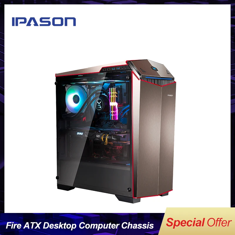 Горячая продажа Ipason Flowing Fire ATX Е спорт Корпус Настольного компьютера/ATX E