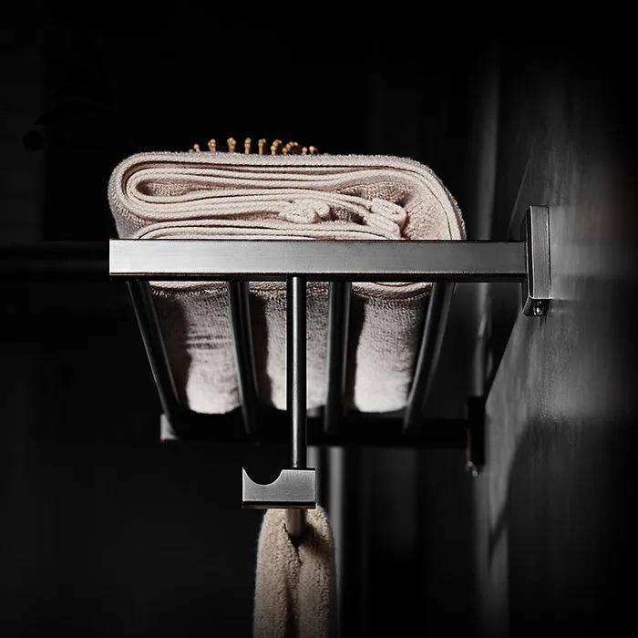 Elegant Wall Mounted Simple Bathroom Accessories Towel Rack Black Brass Double Bathroom Towel Bar Bathroom Shelves 81610
Elegant Wall Mounted Simple Bathroom Accessories Towel Rack Black Brass Double Bathroom Towel Bar Bathroom Shelves 81610