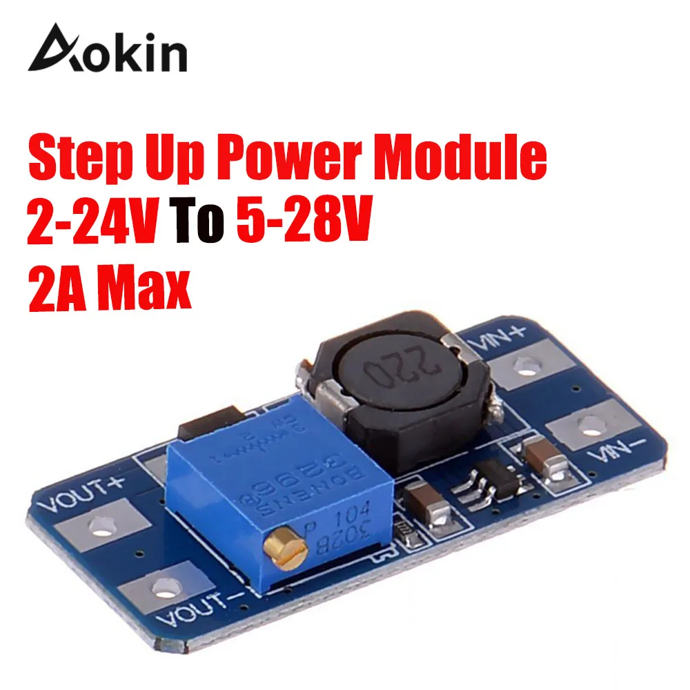 Aokin MT3608 DC Напряжение регулятор Step Up повышающий преобразователь постоянного тока с Питание модуль 2V-24V до 5V-28V 2A Max
Aokin MT3608 DC Напряжение регулятор Step Up повышающий преобразователь постоянного тока с Питание модуль 2V-24V до 5V-28V 2A Max