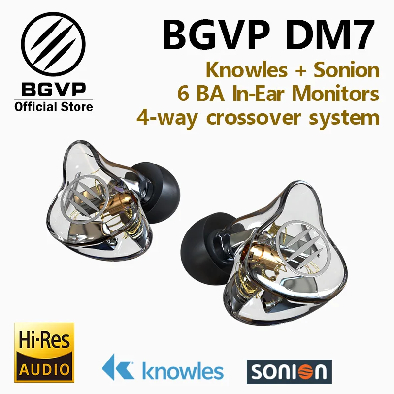 

BGVP DM7 6 Banalced Armature 6BA In Ear Hifi Music Monitors Studio Sports Earphone Customize IEM Knowles Sonion Drivers Earbuds