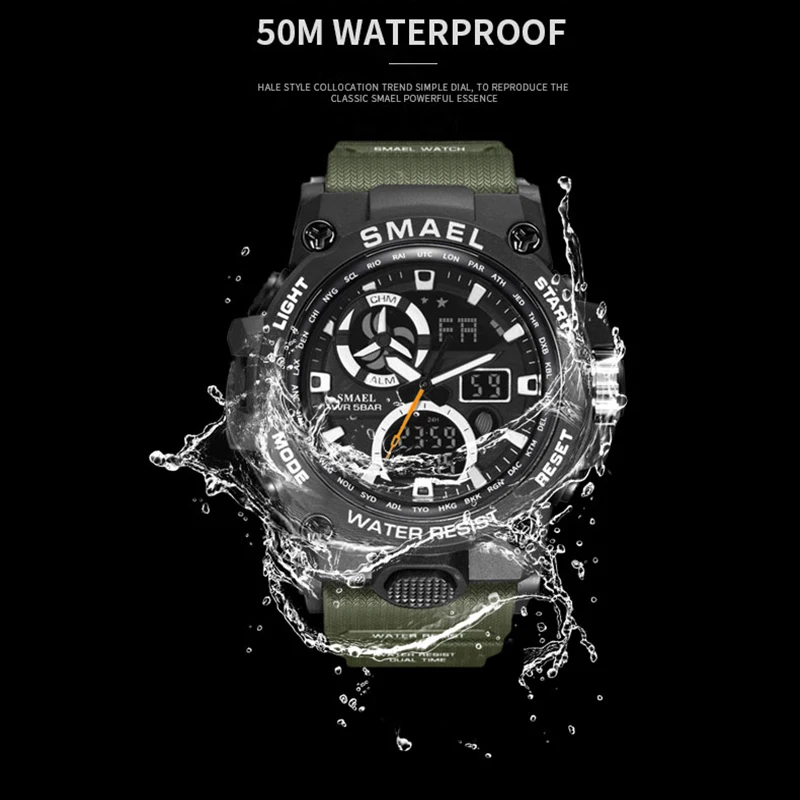 SMEAL Sport Men's Watches Military Waterproof Digital Quartz Watch Dual Time LED Chronometre Week Wristwatches Man Watch Relojes
SMEAL Sport Men's Watches Military Waterproof Digital Quartz Watch Dual Time LED Chronometre Week Wristwatches Man Watch Relojes