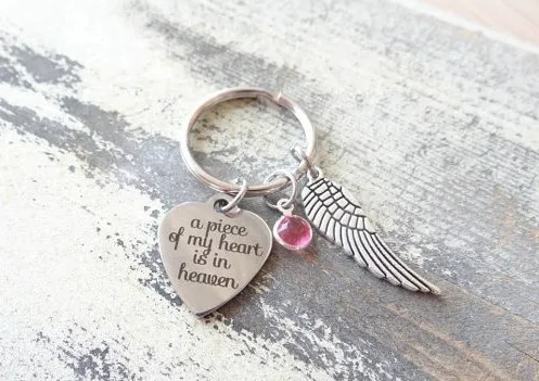 K025 Key Chain A piece of my heart is in heaven heart symbol Key Rings angel wing Metal birth stone Jewelry Key Holder
K025 Key Chain A piece of my heart is in heaven heart symbol Key Rings angel wing Metal birth stone Jewelry Key Holder