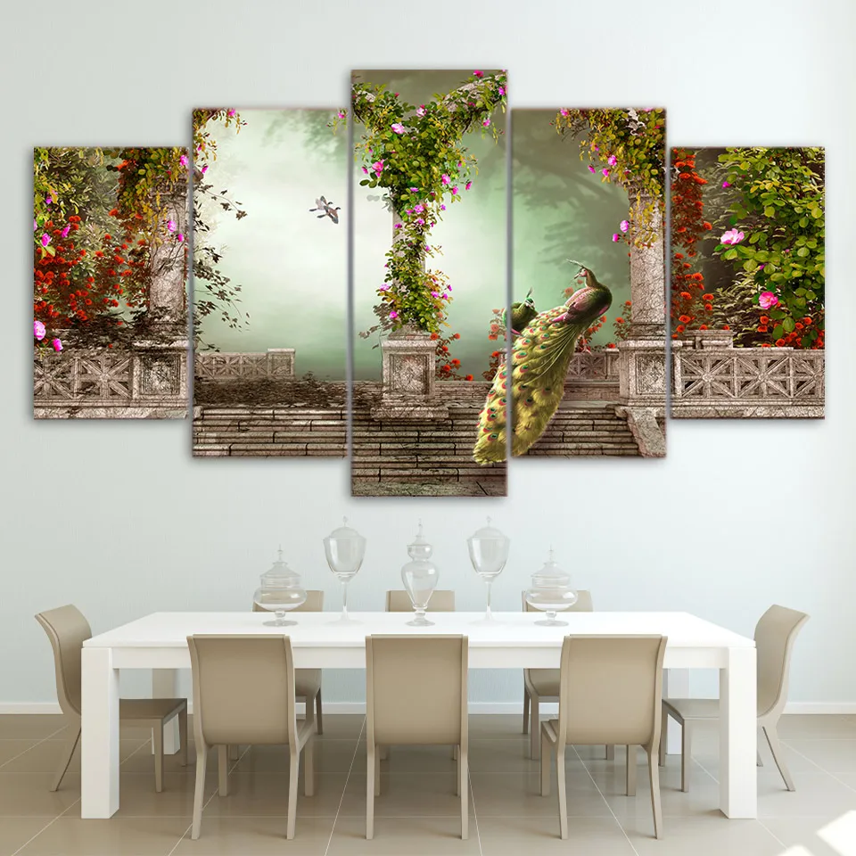 Wall Art Canvas Printed Pictures 5 Pieces Peacock Couple Paintings Romantic Vintage Building Modular Poster Home Decor Framework
Wall Art Canvas Printed Pictures 5 Pieces Peacock Couple Paintings Romantic Vintage Building Modular Poster Home Decor Framework