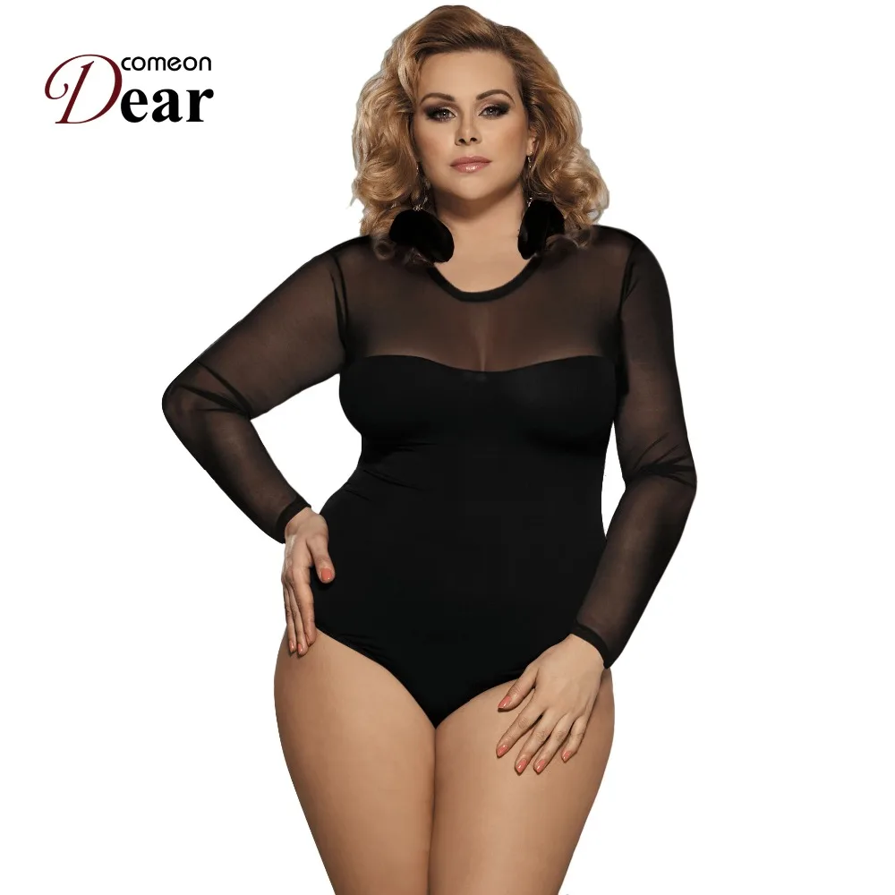 Comeondear Plus Size Bodysuit Women Patchwork Long Sleeve Sexy Body Mujer Yarn See Through Body Femme Jumpsuit RB80373
Comeondear Plus Size Bodysuit Women Patchwork Long Sleeve Sexy Body Mujer Yarn See Through Body Femme Jumpsuit RB80373