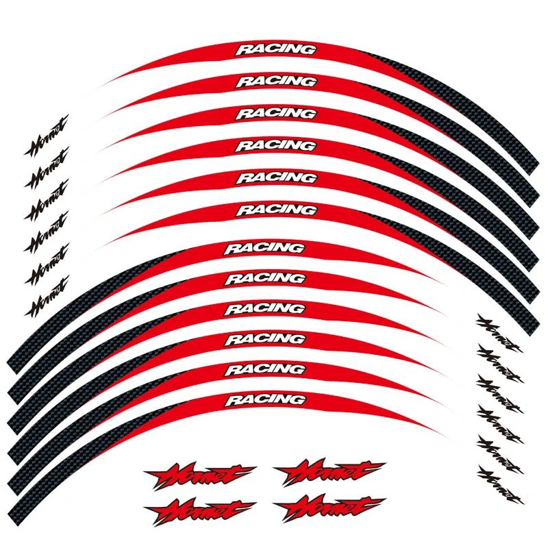 Высококачественные 12 шт. Наклейки на колеса мотоцикла со светоотражающими полосами для декорирования обода для Honda Hornet 250 900 400 и выше.